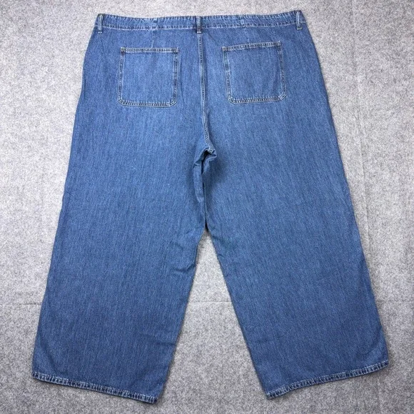 Old Navy Jeans Womens‎ 26 Blue High-Rise Baggy Wide Leg Drapey Denim Pockets NEW - Picture 5 of 11